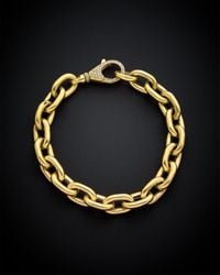 Italian Gold Over Silver - 18K 0.20 Ct. Tw. Diamond Link Bracelet - Lyst