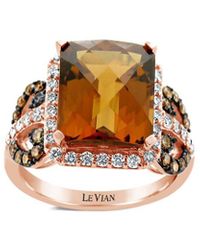 Le Vian - 14k Rose Gold 5.59 Ct. Tw. Diamond & Caramel Quartz Statement Ring - Lyst