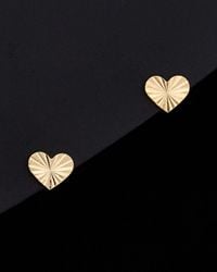 Italian Gold - 14k Diamond Cut Heart Studs - Lyst