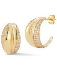 Sphera Milano - 14k Over Silver Cz Pave Concave Hoops - Lyst