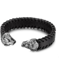 Eye Candy LA - Luxe Collection Wolf Stainless Steel Leather Cuff Bracelet - Lyst