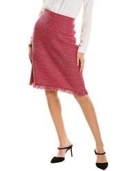 St. John Tweed Wool-blend Skirt - Pink
