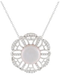 Splendid - Rhodium Plated 7.5-8mm Pearl & Cz Necklace - Lyst