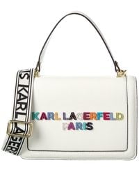 Karl Lagerfeld - Simone Front Flap Leather Crossbody - Lyst