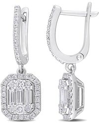 Diamond Select Cuts - 14k 1.11 Ct. Tw. Diamond Halo Cuff Clip-on Earrings - Lyst