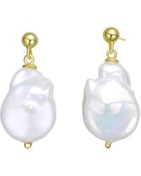 Rachel Glauber - 18k Over Silver 19mm Freshwater Pearl Earrings - Lyst