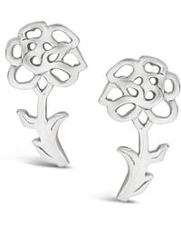 Sterling Forever - Silver Birth Flower January Carnation Studs - Lyst