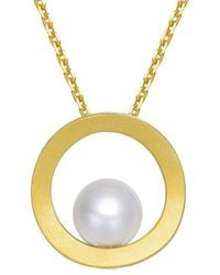 Genevive Jewelry - 14k Over Silver Pearl Pendant Necklace - Lyst