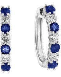 Diana M. Jewels - Fine Jewelry 14k 1.15 Ct. Tw. Diamond & Sapphire Hoops - Lyst