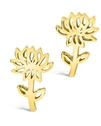Sterling Forever - 14k Over Silver Birth Flower November Chrysanthemum Studs - Lyst