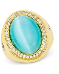 Savvy Cie - 14K Plated Cz Station Ring - Lyst