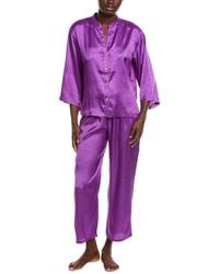 Natori - 2Pc Wilderness Satin Jacquard Button Down Pajama Set - Lyst
