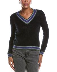 Autumn Cashmere - Striped V 100% Cashmere Tennis Sweater - Lyst