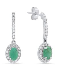 MaxColor - Silver 0.50 Ct. Tw. Genuine Emerald Drop Earrings - Lyst
