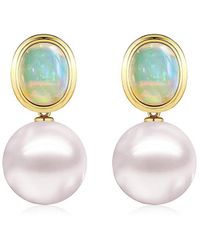 Kai Fine Jewelry - 14K 3.00 Ct. Tw. Opal & 12-13Mm Pearl Drop Earrings - Lyst