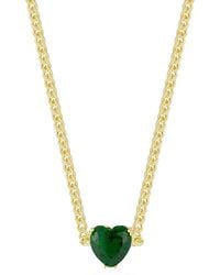 Sphera Milano - 14k Over Silver Cz Heart Collar Necklace With Curb Chain - Lyst