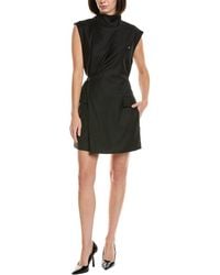Helmut Lang - Cowl Silk-Trim Wool Blazer Dress - Lyst
