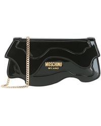 Moschino - Metal Logo Leather Shoulder Bag - Lyst