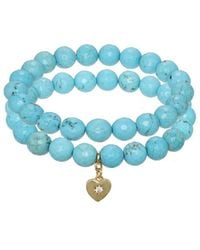 Rachel Reinhardt Jewelry - 14k Over Silver Turquoise Cz Heart Pendant Bracelet - Lyst