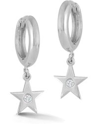 Ember Fine Jewelry - 14k 0.02 Ct. Tw. Diamond Star Huggie Earrings - Lyst