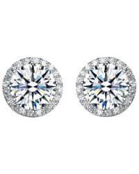 Genevive Jewelry - Silver Cz Halo Studs - Lyst
