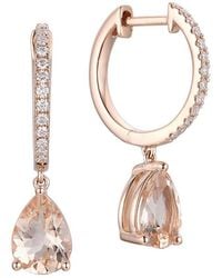 Gregg Ruth - 14K 1.76 Ct. Tw. Diamond & Morganite Huggie Earring - Lyst