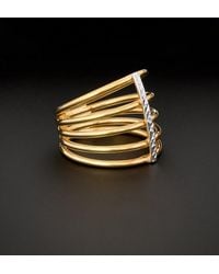 Italian Gold - 14k Italian Two-tone Gold Five-row Ring - Lyst