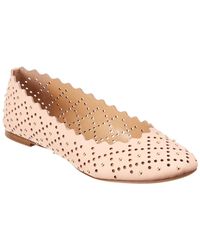 Chloé Lauren Scalloped Studded Leather Ballerina Flat - Pink