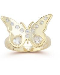 Sphera Milano - 14k Over Silver Cz Butterfly Ring - Lyst