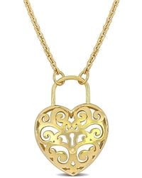Italian Silver - Heart Lock Pendant - Lyst