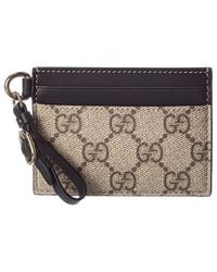 Gucci - Emblem GG Supreme Canvas & Leather Card Case - Lyst