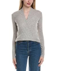 Sofiacashmere - Modern Faux Wrap Wool & Cashmere-Blend Sweater - Lyst