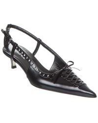 Versace - Laced Pin-point Leather Slingback Pump - Lyst