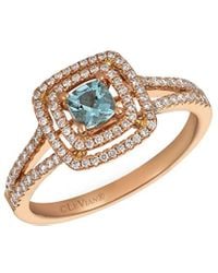 Le Vian - Le Vian 14k Rose Gold 0.81 Ct. Tw. Diamond & Aquamarine Ring - Lyst