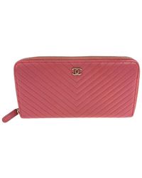CHANEL - Pink Caviar Leather V Chevron Long Wallet (authentic Pre-loved) - Lyst