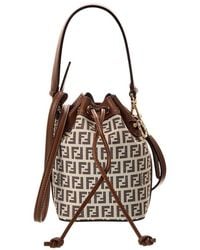 Fendi - Mon Tresor Mini Ff Jacquard & Leather Bucket Bag - Lyst