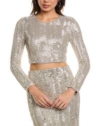L'Agence - Rogan Crop Sequin Top - Lyst