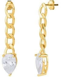 MaxColor - 14k Plated Cz Drop Earrings - Lyst