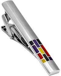 Hart Schaffner Marx - Hsm Rhodium Plated Enamel Tie Bar - Lyst