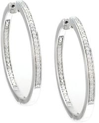 Diamond Select Cuts - Silver 0.23 Ct. Tw. Diamond Hoops - Lyst