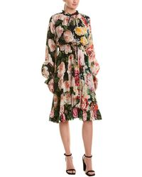 Dolce & Gabbana Floral Silk A-line Dress - Pink
