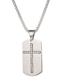 Eye Candy LA - Samuel Dog Tag Cross Pendant Drop Necklace - Lyst