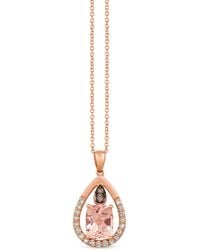 Le Vian - Le Vian Peach Morganite 14K Rose 2.63 Ct. Tw. Diamond & Morganite Pendant Necklace - Lyst