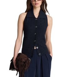 Kenneth Cole - Texture Stitch Button Up Halter Top - Lyst