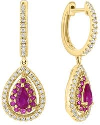 Effy Fine Jewelry - 14k 1.14 Ct. Tw. Diamond & Ruby Earrings - Lyst