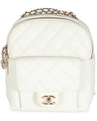 CHANEL - White Quilted Leather Small Cc Day Backpack Handbag (authentic Pre- Loved) - Lyst