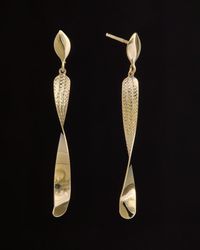 Italian Gold - 14k Twisted Bar Dangle Earrings - Lyst