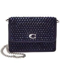 COACH - Crystal Essential Half Flap Suede & Leather Card Case - Lyst