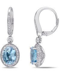 Diamond Select Cuts - 14k 6.16 Ct. Tw. Diamond & Blue Zircon Earrings - Lyst
