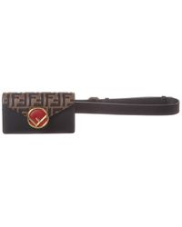 Fendi Logo Calfskin Leather Convertible Belt Bag - Black
